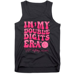 Groovy Retro In My Double Digits Era 10th Birthday Girl Tank Top