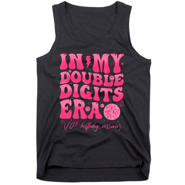 Groovy Retro In My Double Digits Era 10th Birthday Girl Tank Top