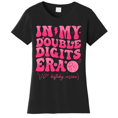 Groovy Retro In My Double Digits Era 10th Birthday Girl Women's T-Shirt