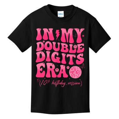 Groovy Retro In My Double Digits Era 10th Birthday Girl Kids T-Shirt