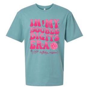 Groovy Retro In My Double Digits Era 10th Birthday Girl Sueded Cloud Jersey T-Shirt