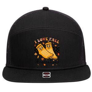 Groovy Retro I Love Fall Prevention Fall Physical Therapy 7 Panel Mesh Trucker Snapback Hat