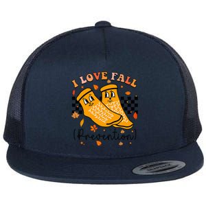 Groovy Retro I Love Fall Prevention Fall Physical Therapy Flat Bill Trucker Hat