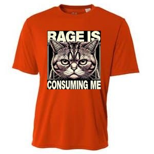 Graphic Rage Is Consuming Me Funny Cat Meme Cooling Performance Crew T-Shirt