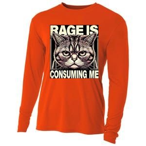 Graphic Rage Is Consuming Me Funny Cat Meme Cooling Performance Long Sleeve Crew