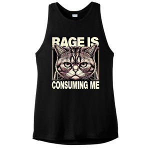 Graphic Rage Is Consuming Me Funny Cat Meme Ladies PosiCharge Tri-Blend Wicking Tank