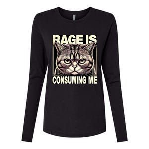 Graphic Rage Is Consuming Me Funny Cat Meme Womens Cotton Relaxed Long Sleeve T-Shirt