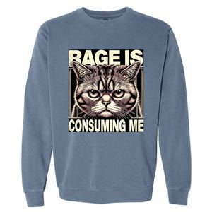 Graphic Rage Is Consuming Me Funny Cat Meme Garment-Dyed Sweatshirt