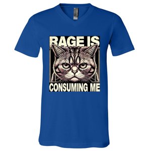 Graphic Rage Is Consuming Me Funny Cat Meme V-Neck T-Shirt