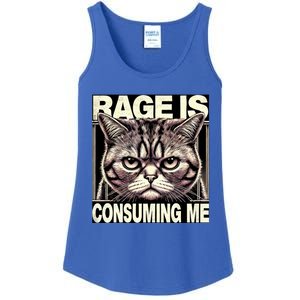 Graphic Rage Is Consuming Me Funny Cat Meme Ladies Essential Tank