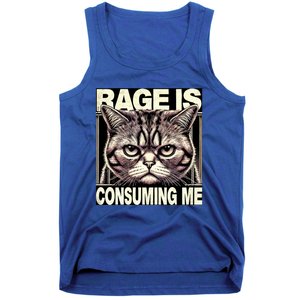 Graphic Rage Is Consuming Me Funny Cat Meme Tank Top