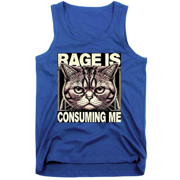 Graphic Rage Is Consuming Me Funny Cat Meme Tank Top