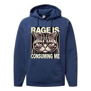 Graphic Rage Is Consuming Me Funny Cat Meme Performance Fleece Hoodie