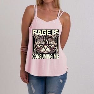 Graphic Rage Is Consuming Me Funny Cat Meme Women's Strappy Tank