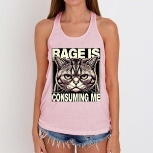 Graphic Rage Is Consuming Me Funny Cat Meme Women's Knotted Racerback Tank