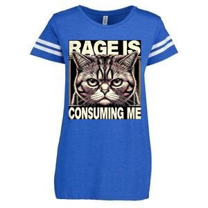 Graphic Rage Is Consuming Me Funny Cat Meme Enza Ladies Jersey Football T-Shirt