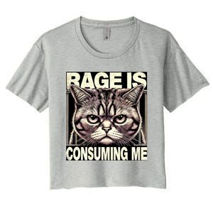 Graphic Rage Is Consuming Me Funny Cat Meme Women's Crop Top Tee