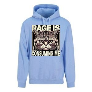 Graphic Rage Is Consuming Me Funny Cat Meme Unisex Surf Hoodie