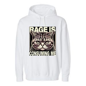 Graphic Rage Is Consuming Me Funny Cat Meme Garment-Dyed Fleece Hoodie