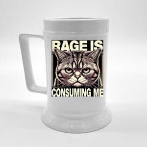 Graphic Rage Is Consuming Me Funny Cat Meme Beer Stein