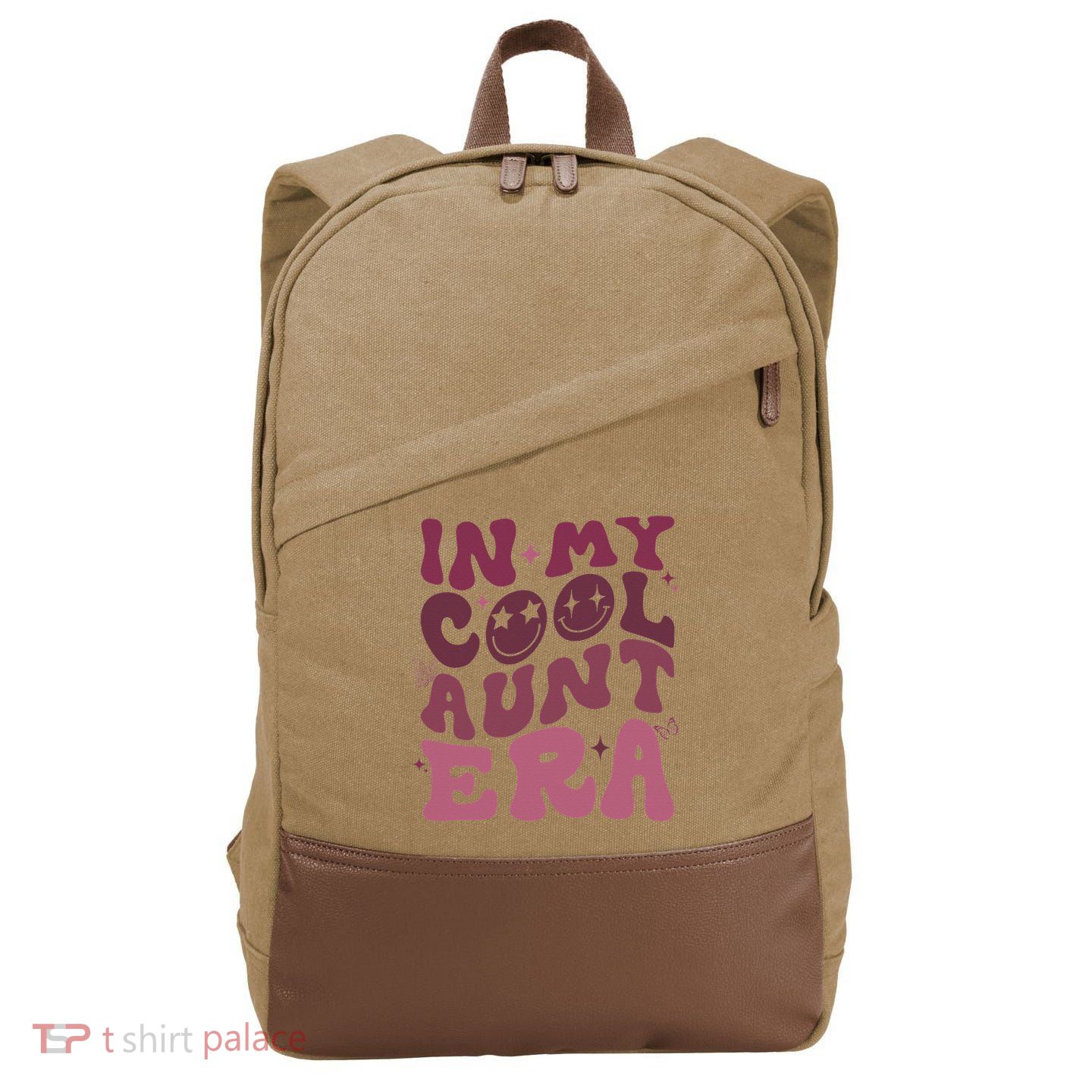 Groovy Retro In My Cool Aunt Era Cool Gifts For Auntie Cotton Canvas Backpack
