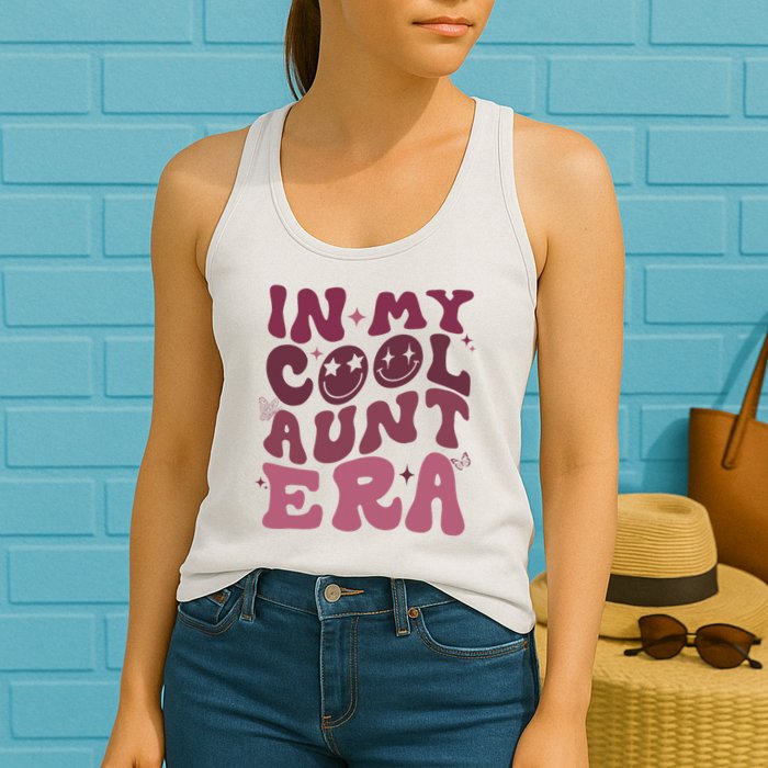 Groovy Retro In My Cool Aunt Era Cool Gifts For Auntie Womens Tank Top