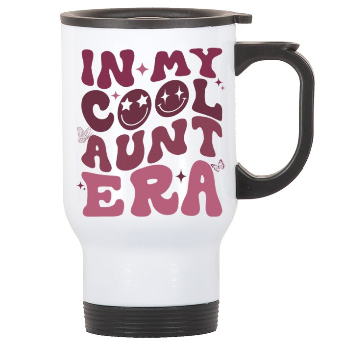 Groovy Retro In My Cool Aunt Era Cool Gifts For Auntie Stainless Steel Travel Mug