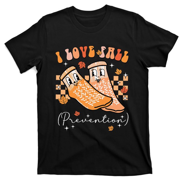 Groovy Retro I Love Fall Prevention Fall Physical Therapy Gift T-Shirt