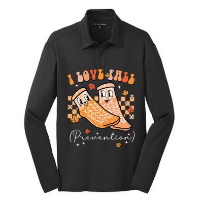 Groovy Retro I Love Fall Prevention Fall Physical Therapy Gift Silk Touch Performance Long Sleeve Polo