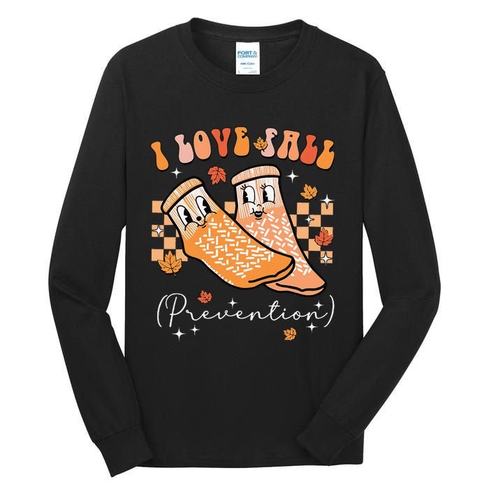 Groovy Retro I Love Fall Prevention Fall Physical Therapy Gift Tall Long Sleeve T-Shirt