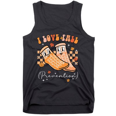 Groovy Retro I Love Fall Prevention Fall Physical Therapy Gift Tank Top