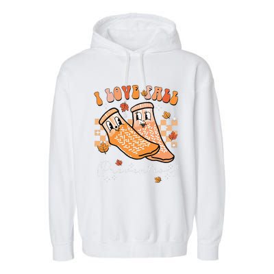 Groovy Retro I Love Fall Prevention Fall Physical Therapy Gift Garment-Dyed Fleece Hoodie