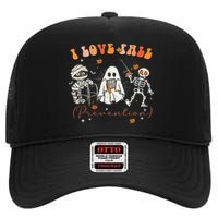 Groovy Retro I Love Fall Prevention Fall Physical Therapy Gift High Crown Mesh Back Trucker Hat