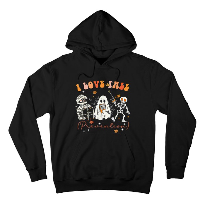 Groovy Retro I Love Fall Prevention Fall Physical Therapy Gift Hoodie