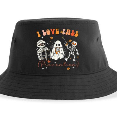 Groovy Retro I Love Fall Prevention Fall Physical Therapy Gift Sustainable Bucket Hat