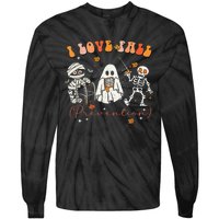 Groovy Retro I Love Fall Prevention Fall Physical Therapy Gift Tie-Dye Long Sleeve Shirt