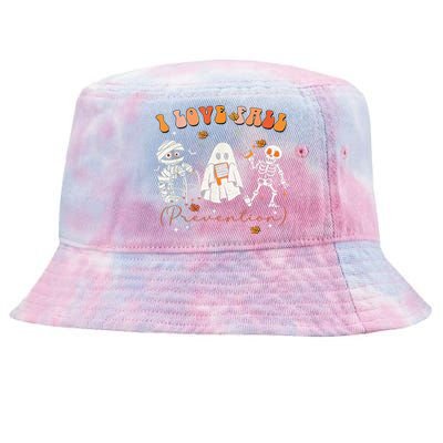 Groovy Retro I Love Fall Prevention Fall Physical Therapy Gift Tie-Dyed Bucket Hat