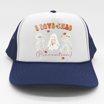 Groovy Retro I Love Fall Prevention Fall Physical Therapy Gift Trucker Hat