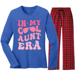 Groovy Retro In My Cool Aunt Era Meaningful Gift Cool Funny Gift For Auntie Gift Women's Long Sleeve Flannel Pajama Set 