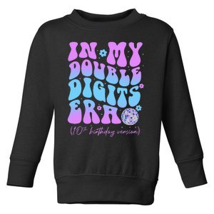 Groovy Retro In My Double Digits Era 10th Birthday Version Toddler Sweatshirt