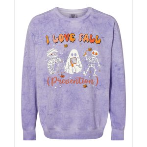 Groovy Retro I Love Fall Prevention Fall Physical Therapy Colorblast Crewneck Sweatshirt