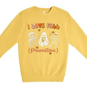 Groovy Retro I Love Fall Prevention Fall Physical Therapy Premium Crewneck Sweatshirt