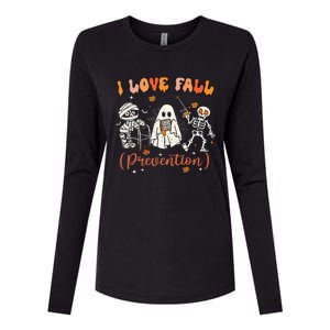 Groovy Retro I Love Fall Prevention Fall Physical Therapy Womens Cotton Relaxed Long Sleeve T-Shirt