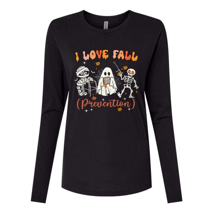 Groovy Retro I Love Fall Prevention Fall Physical Therapy Womens Cotton Relaxed Long Sleeve T-Shirt