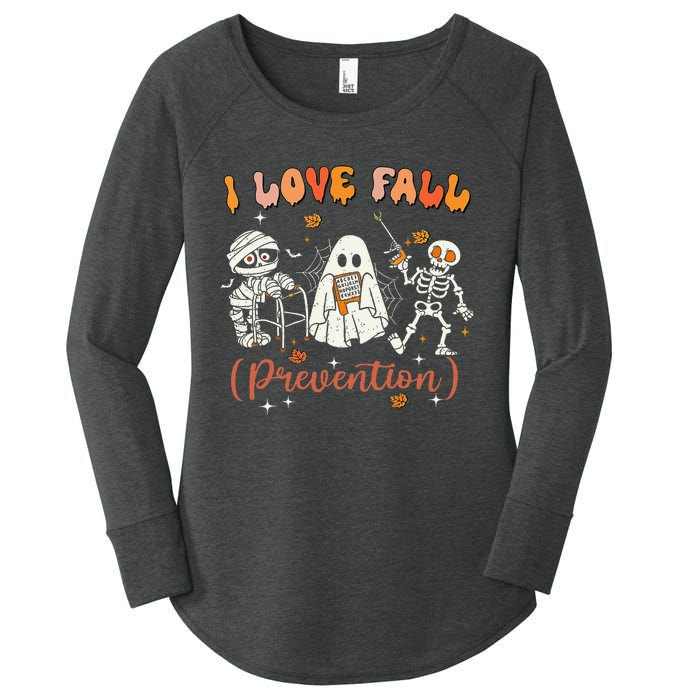 Groovy Retro I Love Fall Prevention Fall Physical Therapy Women's Perfect Tri Tunic Long Sleeve Shirt