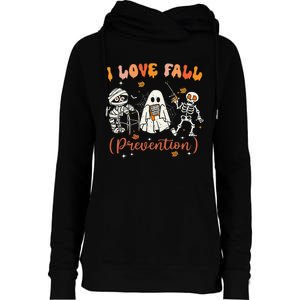 Groovy Retro I Love Fall Prevention Fall Physical Therapy Womens Funnel Neck Pullover Hood