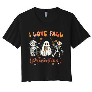 Groovy Retro I Love Fall Prevention Fall Physical Therapy Women's Crop Top Tee