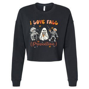 Groovy Retro I Love Fall Prevention Fall Physical Therapy Cropped Pullover Crew