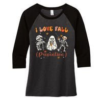 Groovy Retro I Love Fall Prevention Fall Physical Therapy Women's Tri-Blend 3/4-Sleeve Raglan Shirt