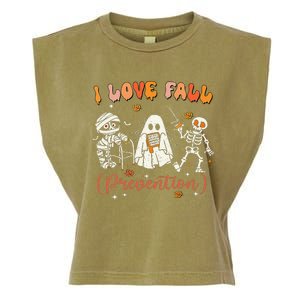 Groovy Retro I Love Fall Prevention Fall Physical Therapy Garment-Dyed Women's Muscle Tee